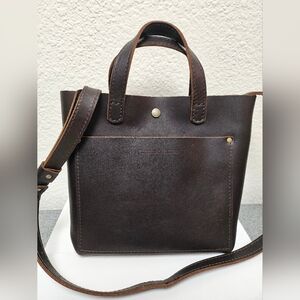PLG Portland Leather Goods “Almost Perfect” Mini Crossbody Tote Bag in Grizzly